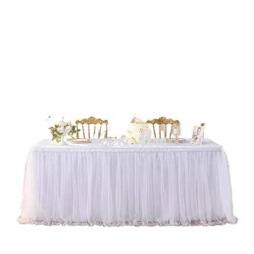 IRGVJIFR Tischrock 6/9/14FT Tischröcke Geburtstag Tüll Tischrock Hochzeit Party Tutu Tüll Tischrock Hochzeit Party Home Decor(White,6FT 77x183cm) von IRGVJIFR