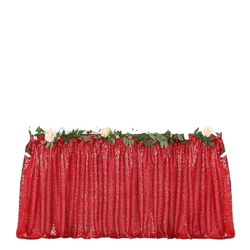 IRGVJIFR Tischrock Pailletten-Tischrock, Tisch-Flash-Tuch, Geburtstagsparty-Dekor, Hochzeit, Festival, Event, rechteckig, Glitzer-Tischröcke, Dekoration(Beige,6FT 70x183cm) von IRGVJIFR