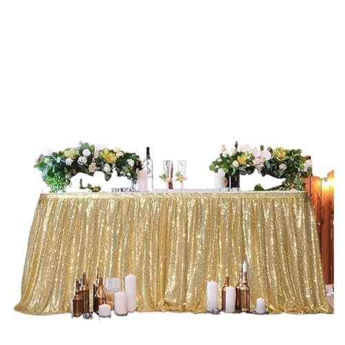 IRGVJIFR Tischrock Pailletten-Tischrock, Tisch-Flash-Tuch, Geburtstagsparty-Dekor, Hochzeit, Festival, Event, rechteckig, Glitzer-Tischröcke, Dekoration(Green,4FT 70x122cm) von IRGVJIFR