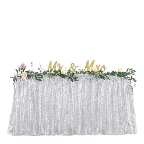 IRGVJIFR Tischrock Pailletten-Tischrock, Tisch-Flash-Tuch, Geburtstagsparty-Dekor, Hochzeit, Festival, Event, rechteckig, Glitzer-Tischröcke, Dekoration(Orange,4FT 70x122cm) von IRGVJIFR
