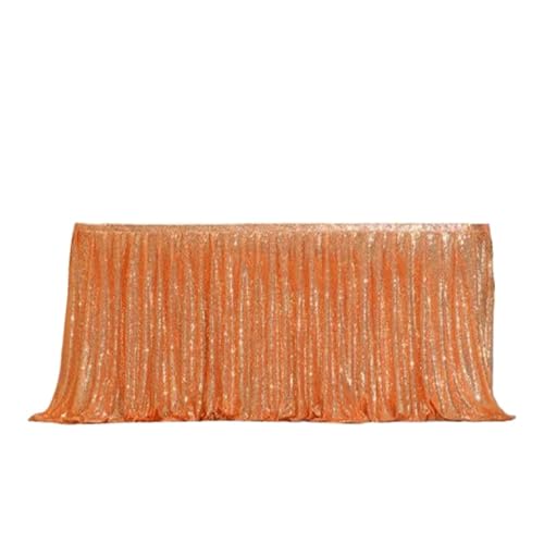 IRGVJIFR Tischrock Pailletten-Tischrock, Tisch-Flash-Tuch, Geburtstagsparty-Dekor, Hochzeit, Festival, Event, rechteckig, Glitzer-Tischröcke, Dekoration(Peach,14FT 70x426cm) von IRGVJIFR