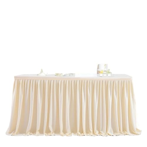 IRGVJIFR Tischrock Party Tisch Rock Geburtstag Dessert Tischdecke Abdeckung Hochzeit Dekorationen Baby Dusche Hotel Display Geschenk Esstischdecke(Beige,9FT 78X275CM) von IRGVJIFR