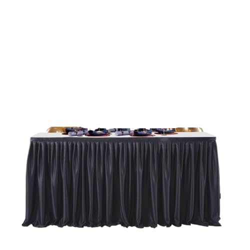 IRGVJIFR Tischrock Party Tisch Rock Geburtstag Dessert Tischdecke Abdeckung Hochzeit Dekorationen Baby Dusche Hotel Display Geschenk Esstischdecke(Black,6FT 78X183CM) von IRGVJIFR