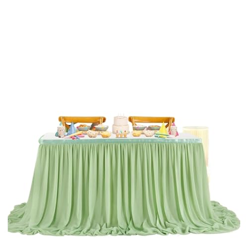 IRGVJIFR Tischrock Party Tisch Rock Geburtstag Dessert Tischdecke Abdeckung Hochzeit Dekorationen Baby Dusche Hotel Display Geschenk Esstischdecke(Light Green,4FT 78X122CM) von IRGVJIFR