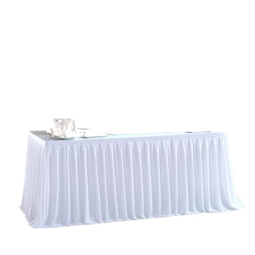 IRGVJIFR Tischrock Party Tisch Rock Geburtstag Dessert Tischdecke Abdeckung Hochzeit Dekorationen Baby Dusche Hotel Display Geschenk Esstischdecke(White,14FT 78X427CM) von IRGVJIFR