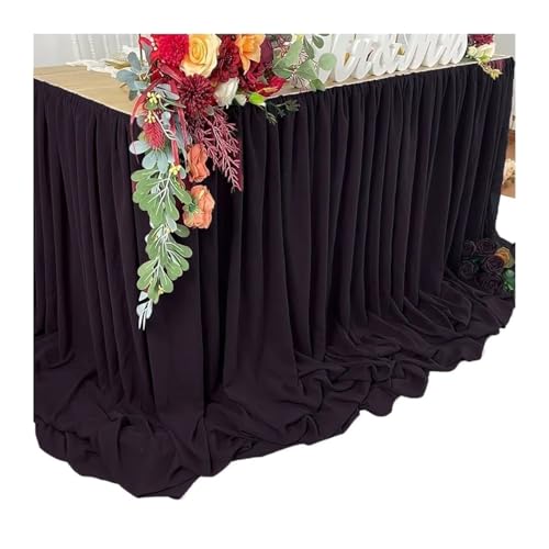 IRGVJIFR Tischrock Weißer Tischrock for Chiffon-Hochzeitstischdecke Stoff for Schatztisch Geburtstagsfeier Kuchentisch Decora(Black,70X275cm) von IRGVJIFR
