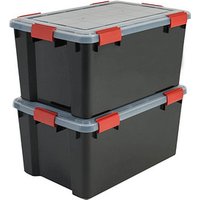2 IRIS Ohyama AT-L BkR/C/D.Red Aufbewahrungsboxen 2x 50,0 l schwarz, transparent, rot 29,0 x 59,0 x 29,0 cm von IRIS Ohyama
