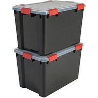 2 IRIS Ohyama AT-LD BkR/C/D.Red Aufbewahrungsboxen 2x 70,0 l schwarz, transparent, rot 29,0 x 59,0 x 38,0 cm von IRIS Ohyama