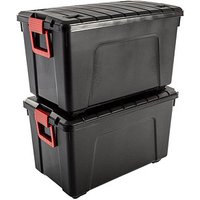 2 IRIS Ohyama Multi Aufbewahrungsbox 2x 110,0 l schwarz, rot 44,5 x 75,0 x 66,0 cm von IRIS Ohyama