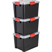 3 IRIS Ohyama AT-SD BkR/C/D.Red Aufbewahrungsboxen 3x 20,0 l schwarz, transparent, rot 29,0 x 39,0 x 26,0 cm von IRIS Ohyama