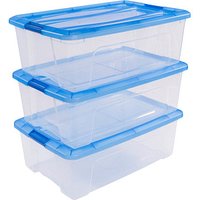 3 IRIS Ohyama Clear NTB Aufbewahrungsboxen 3x 30,0 l transparent, blau 39,5 x 57,5 x 29,5 cm von IRIS Ohyama