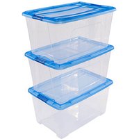 3 IRIS Ohyama Clear NTB Aufbewahrungsboxen 3x 45,0 l transparent, blau 39,5 x 57,5 x 40,0 cm von IRIS Ohyama