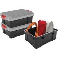 3 IRIS Ohyama DIY SK-130 Aufbewahrungsboxen 3x 12,5 l schwarz, grau, rot 29,7 x 46,0 x 25,0 cm von IRIS Ohyama