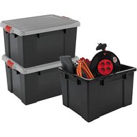 3 IRIS Ohyama DIY SK-210 Aufbewahrungsboxen 3x 21,0 l schwarz, grau, rot 29,7 x 46,0 x 40,0 cm von IRIS Ohyama