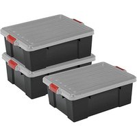 3 IRIS Ohyama DIY SK-430 Aufbewahrungsboxen 3x 43,0 l schwarz, grau, rot 44,6 x 63,5 x 30,0 cm von IRIS Ohyama