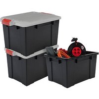 3 IRIS Ohyama DIY SK-450 Aufbewahrungsboxen 3x 50,0 l schwarz, grau, rot 38,5 x 59,0 x 40,0 cm von IRIS Ohyama