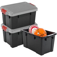 3 IRIS Ohyama DIY SK-700 Aufbewahrungsboxen 3x 68,0 l schwarz, grau, rot 44,6 x 63,5 x 45,0 cm von IRIS Ohyama