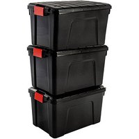 3 IRIS Ohyama Multi Aufbewahrungsboxen 3x 60,0 l schwarz, rot 39,5 x 59,0 x 54,0 cm von IRIS Ohyama