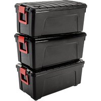 3 IRIS Ohyama Multi Aufbewahrungsboxen 3x 75,0 l schwarz, rot 39,5 x 78,0 x 56,0 cm von IRIS Ohyama