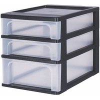 IRIS Ohyama Aufbewahrungsbox 2x 4,0 + 1x 7,0 l transparent, schwarz 26,0 x 35,5 x 29,5 cm von IRIS Ohyama