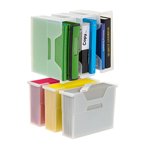 Iris Ohyama OTFB Tragbare Schreibtischordner, seitliche Griffe, Hängemappen, Tabs und Einlagen, Briefgröße, Plastik, Transparent, Small, 6 von Iris Ohyama