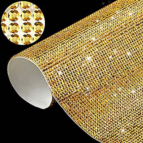 IRIVER BLANK 12000 Stück 2mm Strasssteine Aufkleber in Blättern, Selbstklebende Hitze-Reparatur Kristall-Edelsteine mit Glitzereffekt, perfekt für Auto- und Basteldekoration(Gold) von IRIVER BLANK