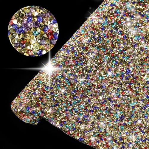 IRIVER BLANK Bling Strass Aufkleber DIY Home Decor Selbstklebende Kristallfolie Aufkleber für Autos, Geschenke, Hochzeiten, Jubiläen und Geburtstagsfeiern (gemischte Farbe Gold, SS12) von IRIVER BLANK