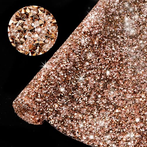 IRIVER BLANK Bling Strass Aufkleber für DIY Home Decor - Selbstklebende Kristallblattaufkleber für Autos, Geschenke, Hochzeiten, Jubiläen und Geburtstagsfeiern (Champagner Gold, SS12) von IRIVER BLANK