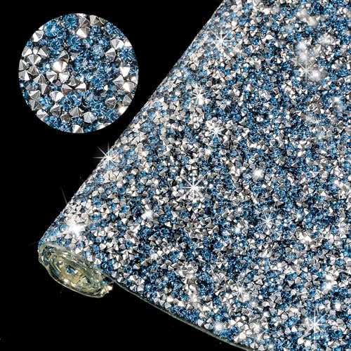 IRIVER BLANK Bling Strass Aufkleber für DIY Home Decor - Selbstklebende Kristallblattaufkleber für Autos, Geschenke, Hochzeiten, Jubiläen und Geburtstagsfeiern (Hellblau Silber, SS12) von IRIVER BLANK