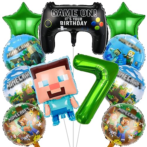 IRONIUM 11 Stück Pixe Geburtstagsdeko 7 Jahre Jungen, Videospiel Luftballon Set Deko Geburtstag, Game Player Ballon Set für Kindergeburtstag Party (7) von IRONIUM