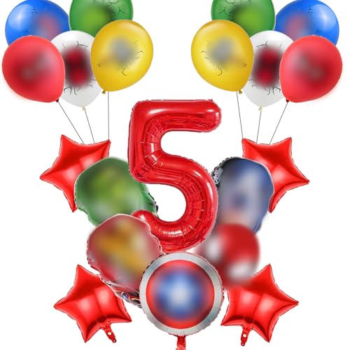 IRONIUM 20 Stück Supeheldn Luftballons Geburtstag Set 5 Jahre Junge, Avnges Geburtstagsdeko Folienballon, Geburtstag Party Deko Ballons Set für Kinder (5) von IRONIUM