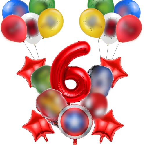 IRONIUM 20 Stück Supeheldn Luftballons Geburtstag Set 6 Jahre Junge, Avnges Geburtstagsdeko Folienballon, Geburtstag Party Deko Ballons Set für Kinder (6) von IRONIUM