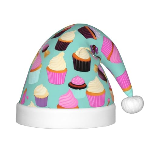 IRSHI Cupcake-Muster für Kinder, Weihnachtsmannmütze, lustige und festliche Partykleidung für Weihnachten, Neujahr und festliche Feiertagsfeiern von IRSHI