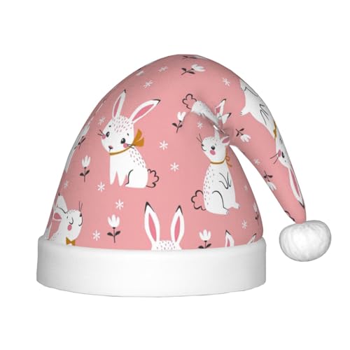 IRSHI Niedlicher weißer Hasen-Weihnachtsmannhut für Kinder, lustige und festliche Partykleidung für Weihnachten, Neujahr und festliche Feiertagsfeiern von IRSHI