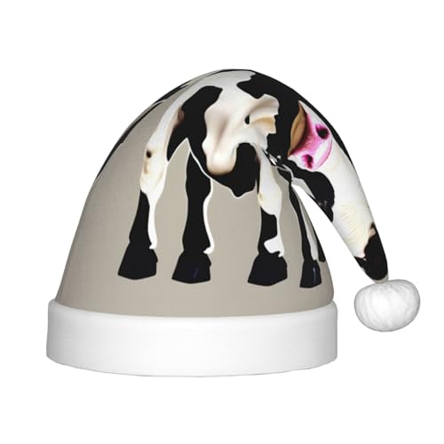 IRSHI Weihnachtsmütze für Kinder, Kuh, schwarz, gepunktet, uni, Weihnachtsdruck für Kinder, perfekte Weihnachtsfeiertage für die Weihnachtszeit IRSHI Weihnachtsmütze für Kinder, Kuh, schwarz, gepunktet, uni, Weihnachtsdruck für Kinder, perfekte Weihnachtsfeiertage für die Weihnachtszeit von IRSHI