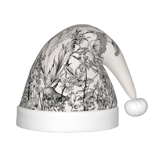 IRSHI Weihnachtsmütze mit botanischer Gravur für Kinder, lustige und festliche Partykleidung für Weihnachten, Neujahr und festliche Feiertagsfeiern von IRSHI