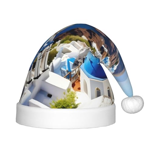 Weihnachtsmütze für Kinder, Motiv: griechische Insel, Meerblick, lustige und festliche Partykleidung für Weihnachten, Neujahr und festliche Feiertagsfeiern Weihnachtsmütze für Kinder, Motiv: griechische Insel, Meerblick, lustige und festliche Partykleidung für Weihnachten, Neujahr und festliche Feiertagsfeiern von IRSHI