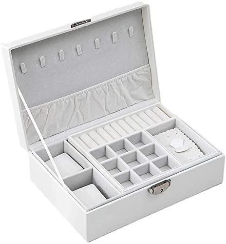 Schmuckbox Schmuckkästchen Schmuckschatulle Schmuckschatulle mit großem Fassungsvermögen, Schmuckaufbewahrungsbox mit Halskettenaufhänger, Organizer-Box mit Schlossvitrine Schmuckkasten Schmuckkoffer von IRYZE