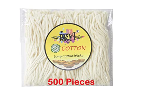 IS4A 500 Stück handgefertigte lange Baumwolldochte für Puja Pooja Jyot Batti, ideal für Messing, Kuber Clay Diya für Zuhause, Mandir-Tempel, Ton Diyas IS4A 500 Stück handgefertigte lange Baumwolldochte für Puja Pooja Jyot Batti, ideal für Messing, Kuber Clay Diya für Zuhause, Mandir-Tempel, Ton Diyas von IS4A