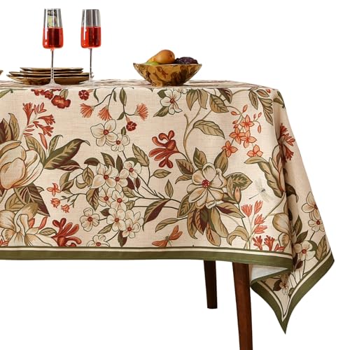 ISAENNE Französische Tischdecke für rechteckige Tische, Leinen-Tischdecke mit buntem Blumenmuster, strapazierfähig, Tischdecke für Esszimmer, Erntedankfest, Küche, Dekoration, Party, Bankett von ISAENNE