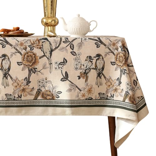 ISAENNE Tischdecke mit Blumenmuster für quadratische Tische, Leinentischdecke mit gelben und weißen Blumenmustern, strapazierfähig, Tischdecke für Esszimmer, Küche, Dekoration, Party, Bankett, 140 x von ISAENNE