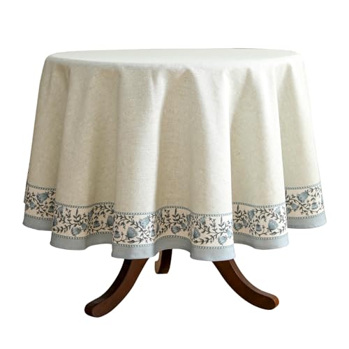 ISAENNE Tischdecke mit Blumenmuster für runde Tische, Leinentischdecke mit dornigem Rankenmuster, schwere strapazierfähige Tischdecke für Esszimmer, Küche, Dekoration, Party, Bankett, 170,2 x 170,2 cm von ISAENNE