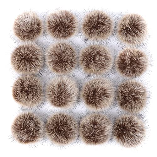 ISAKEN 16 Stück Mini Pompons Bälle zum Basteln, Kunstfell Fellbommel Kaninchenfell Fellbommel Fellpompon Klein Bastel Zubehör für DIY Flauschiger Fellknäuelhut Schlüsselanhänger Schultasche Charms von ISAKEN