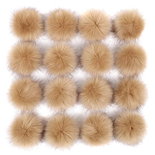 ISAKEN 16 Stück Mini Pompons Bälle zum Basteln, Kunstfell Fellbommel Kaninchenfell Fellbommel Fellpompon Klein Bastel Zubehör für DIY Flauschiger Fellknäuelhut Schlüsselanhänger Schultasche Charms von ISAKEN