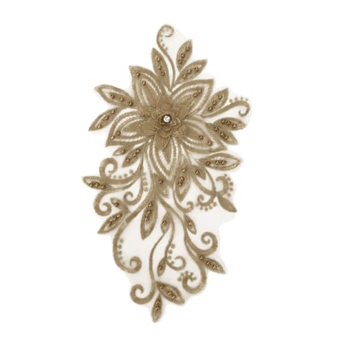 ISAKEN Ausschnitt Applikation Kragenbesatz Patch Bestickte Blumen Paillettenbandbesatz Bestickte Perlen Blumenapplikation Aufnäher Glitzer Nähen Ornament DIY-Kostümzubehör Für Braut Hochzeit von ISAKEN