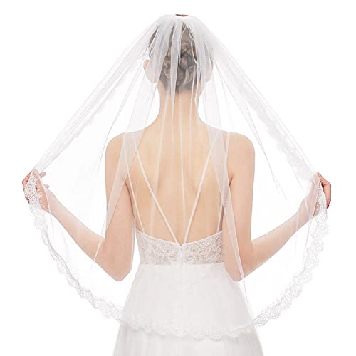 ISAKEN Brautschleier Braut Kapelle Schleier Brautschleier Tüll Spitze Rand Brautkleid Hochzeit Zubehör für Braut und Brautjungfer Hochzeit Junggesellinnenabschied Party ISAKEN Brautschleier Braut Kapelle Schleier Brautschleier Tüll Spitze Rand Brautkleid Hochzeit Zubehör für Braut und Brautjungfer Hochzeit Junggesellinnenabschied Party von ISAKEN