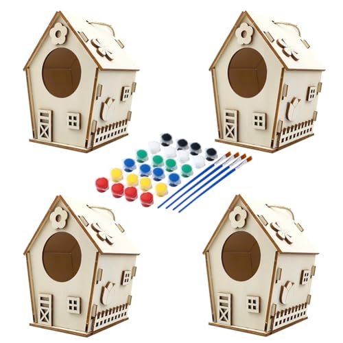 ISAKEN DIY Vogelhaus Bausatz für Kinder, DIY Vogelhaus zu Bauen und Malen, Kunsthandwerk aus Holzspielzeug, Spielzeug Geschenke für Jungen Mädchen, Holz Vogelhaus Puzzle Machen Set ISAKEN DIY Vogelhaus Bausatz für Kinder, DIY Vogelhaus zu Bauen und Malen, Kunsthandwerk aus Holzspielzeug, Spielzeug Geschenke für Jungen Mädchen, Holz Vogelhaus Puzzle Machen Set von ISAKEN