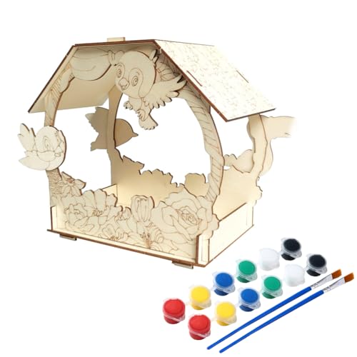 ISAKEN DIY Vogelhaus Bausatz für Kinder, DIY Vogelhaus zu Bauen und Malen, Kunsthandwerk aus Holzspielzeug, Spielzeug Geschenke für Jungen Mädchen, Holz Vogelhaus Puzzle Machen Set ISAKEN DIY Vogelhaus Bausatz für Kinder, DIY Vogelhaus zu Bauen und Malen, Kunsthandwerk aus Holzspielzeug, Spielzeug Geschenke für Jungen Mädchen, Holz Vogelhaus Puzzle Machen Set von ISAKEN