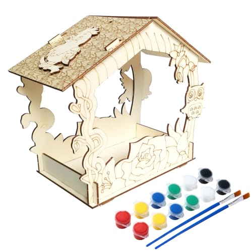ISAKEN DIY Vogelhaus Bausatz für Kinder, DIY Vogelhaus zu Bauen und Malen, Kunsthandwerk aus Holzspielzeug, Spielzeug Geschenke für Jungen Mädchen, Holz Vogelhaus Puzzle Machen Set ISAKEN DIY Vogelhaus Bausatz für Kinder, DIY Vogelhaus zu Bauen und Malen, Kunsthandwerk aus Holzspielzeug, Spielzeug Geschenke für Jungen Mädchen, Holz Vogelhaus Puzzle Machen Set von ISAKEN