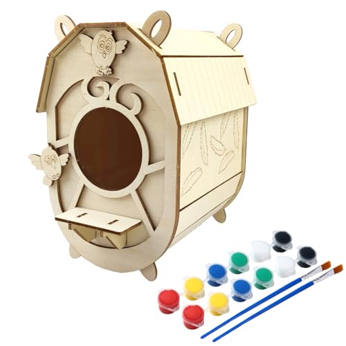 ISAKEN DIY Vogelhaus Bausatz für Kinder, DIY Vogelhaus zu Bauen und Malen, Kunsthandwerk aus Holzspielzeug, Spielzeug Geschenke für Jungen Mädchen, Holz Vogelhaus Puzzle Machen Set ISAKEN DIY Vogelhaus Bausatz für Kinder, DIY Vogelhaus zu Bauen und Malen, Kunsthandwerk aus Holzspielzeug, Spielzeug Geschenke für Jungen Mädchen, Holz Vogelhaus Puzzle Machen Set von ISAKEN